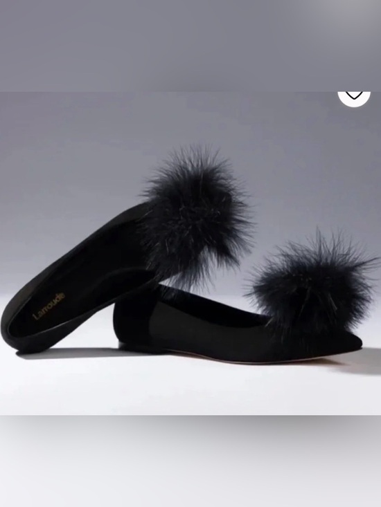 Larroude Shoes - Larroudé Lee Pom-Pom Suede Flats - Size 7.5
